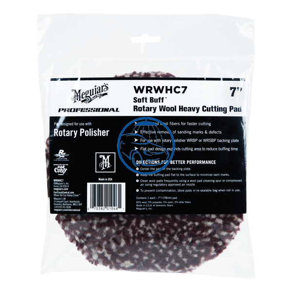 Поліровальне коло вовняної з мікрофіброю - Meguiar`s Rotary Wool Heavy Cutting Pad 178 мм. (WRWHC7) 765688070 фото