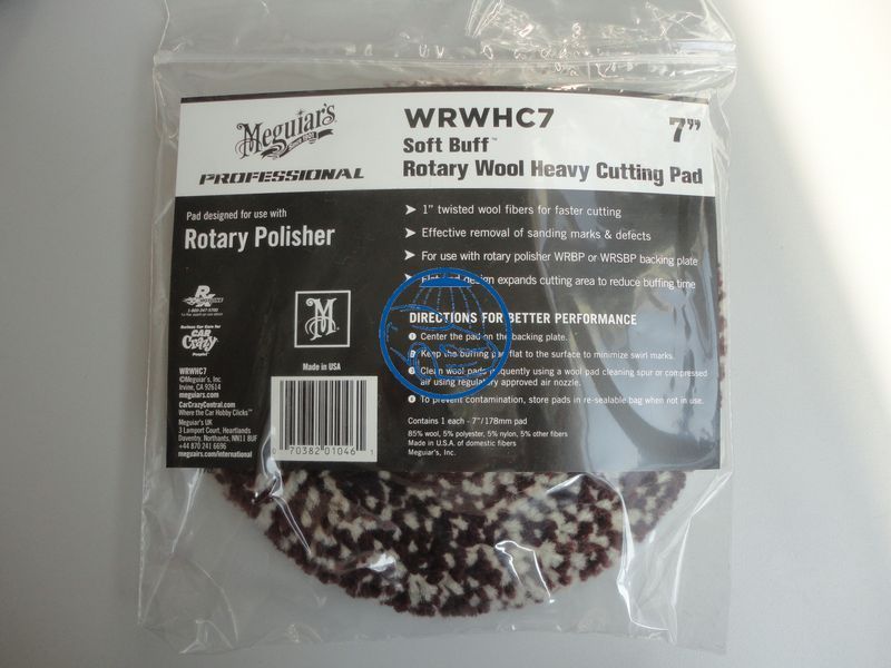 Поліровальне коло вовняної з мікрофіброю - Meguiar`s Rotary Wool Heavy Cutting Pad 178 мм. (WRWHC7) 765688070 фото